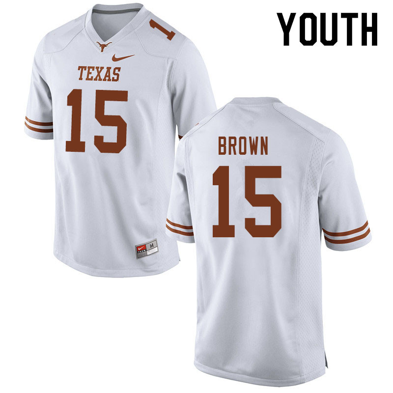 Youth #15 Chris Brown Texas Longhorns College Football Jerseys Sale-White